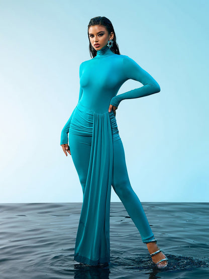 Kayden Long Sleeve Draped Jumpsuit