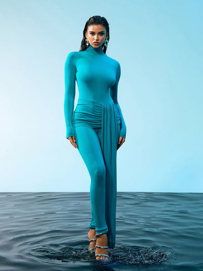 Kayden Long Sleeve Draped Jumpsuit