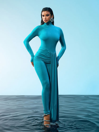 Kayden Long Sleeve Draped Jumpsuit