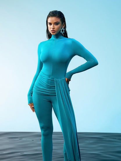 Kayden Long Sleeve Draped Jumpsuit