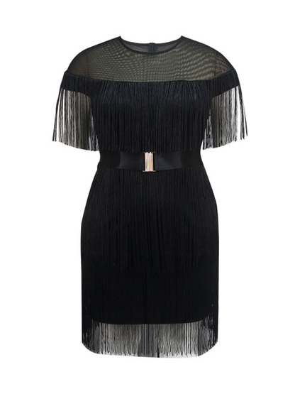 Kayelee Round Neck Fringe Mini Dress