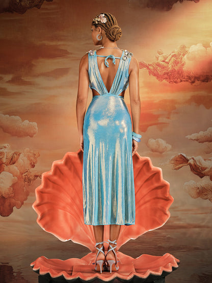 Korbin Cutout Ruched Split Sequin Skirt Set