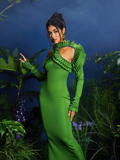 Laina Long Sleeve Cutout Beaded Maxi Dress