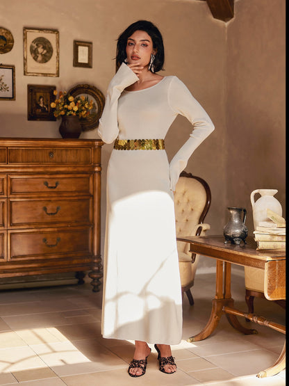 Laurance Backless Lace Up Maxi Dress