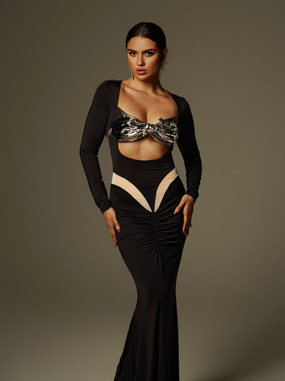 Lianne Bow Twisted Armor Top In Silver