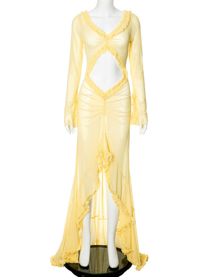 Liev See Through Cutout Ruched Dress