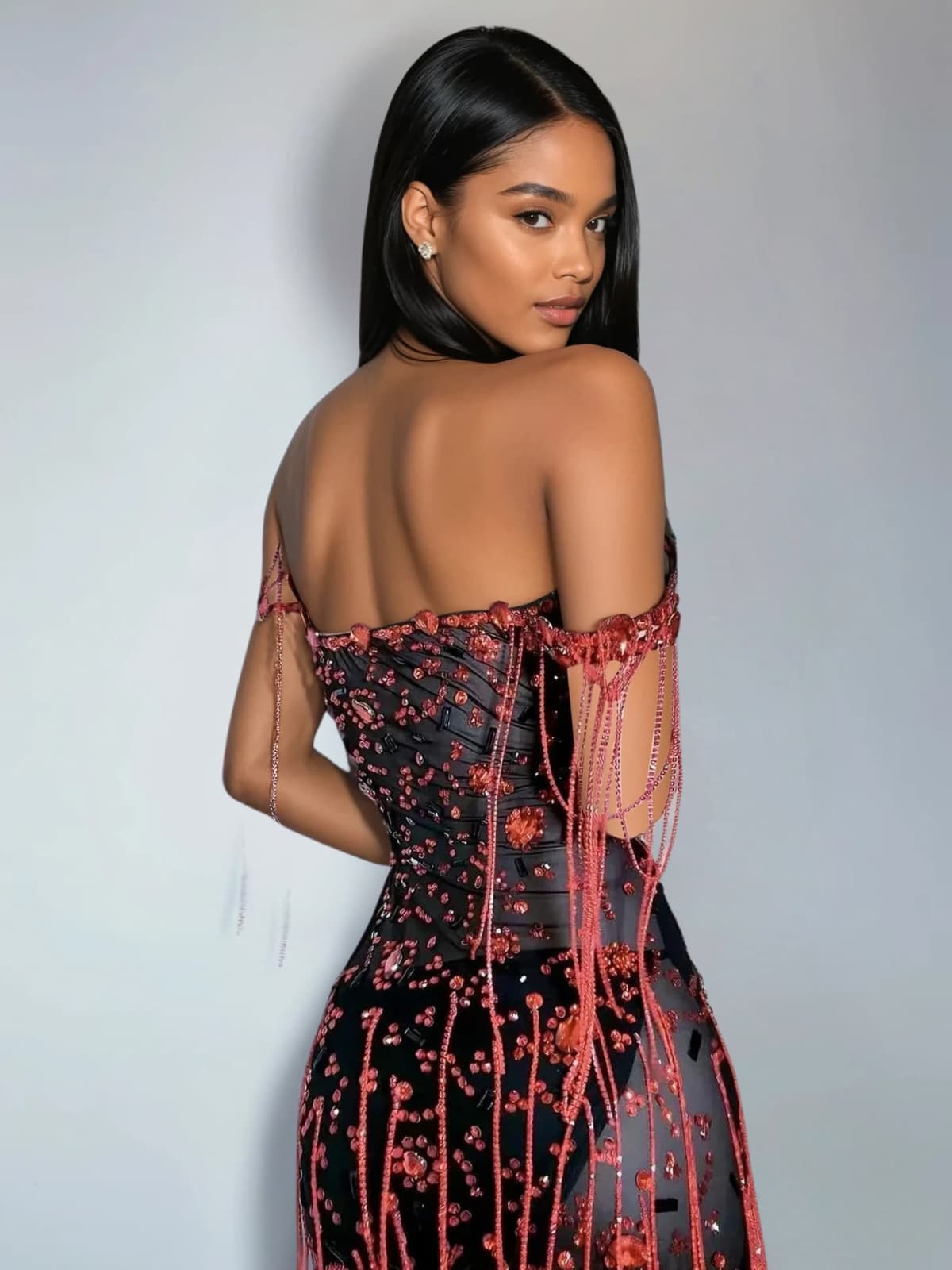 Lioriel Rhinestone Fringe Mini Dress