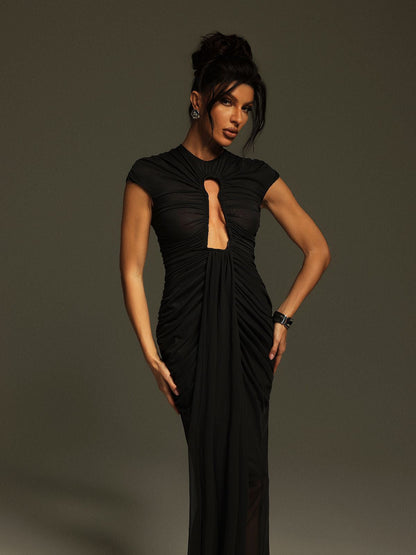 Liserre Ruched Cutout Draped Maxi Dress