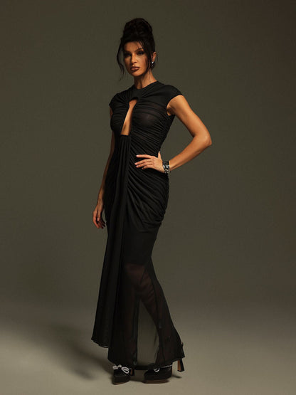 Liserre Ruched Cutout Draped Maxi Dress