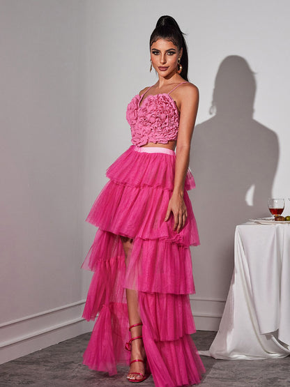 Loryn Tiered Tulle Trimmed Skirt