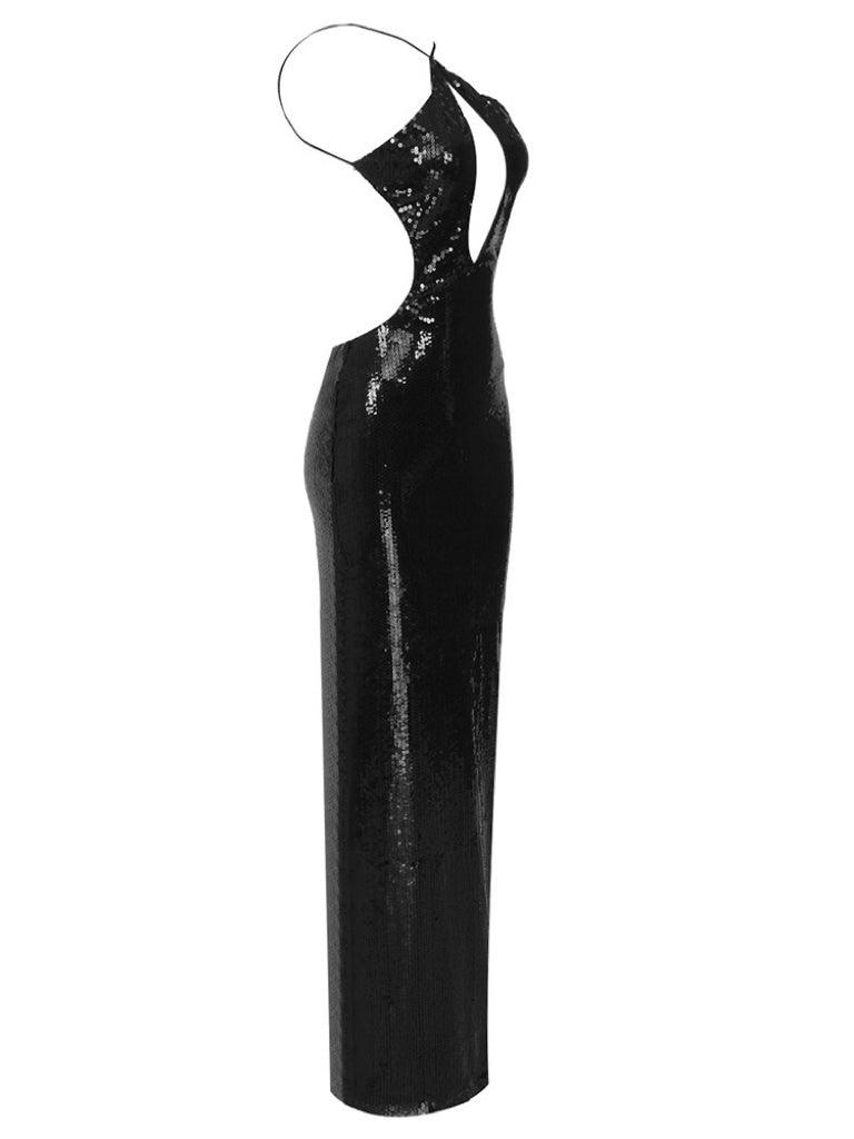 Louisa Backless Cutout Sequin Dress