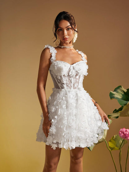 Magni Spaghetti Flower Mini Dress