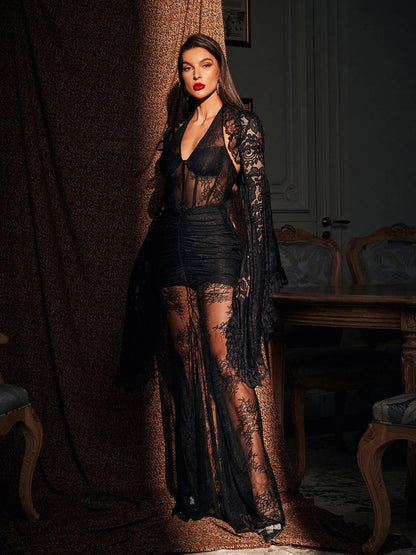 Malaz Flare Sleeve Lace Shrug