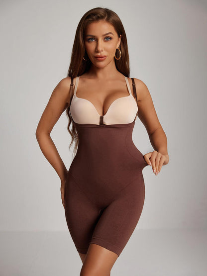 Manu Open Bust Shortie Bodysuit In Coffee