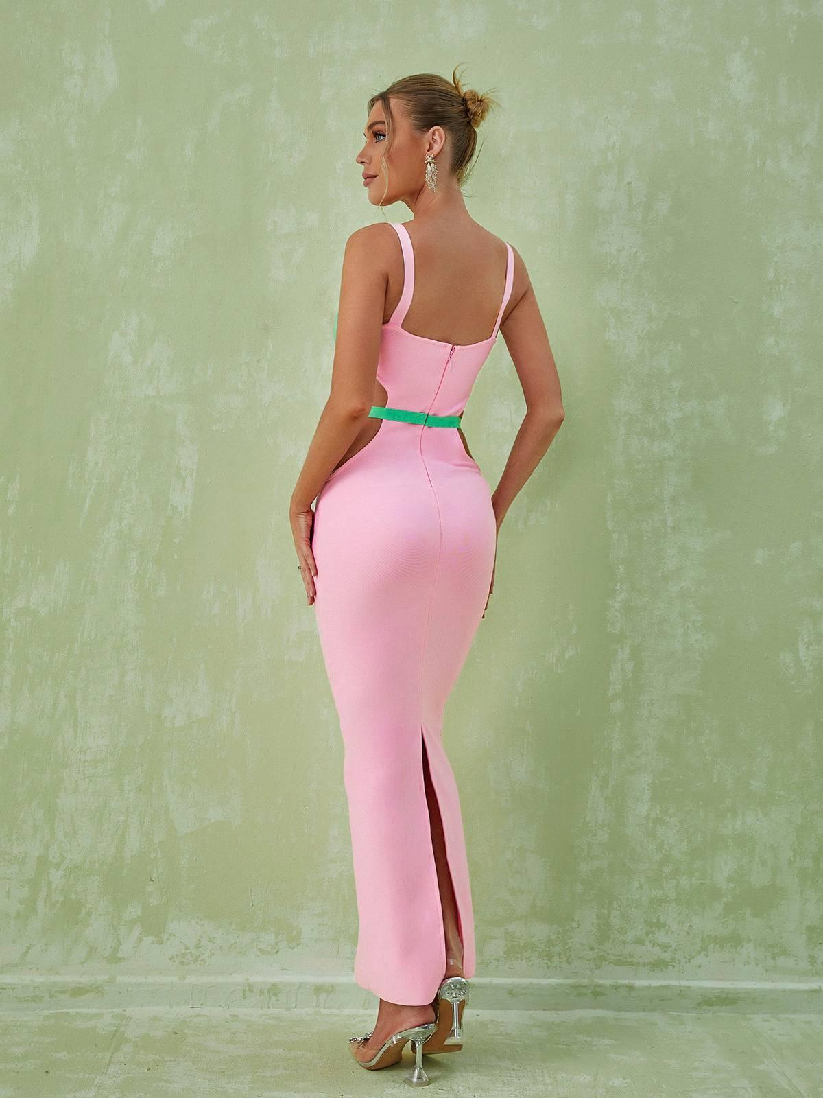 Margaux Embellished Cutout Maxi Dress In Pink