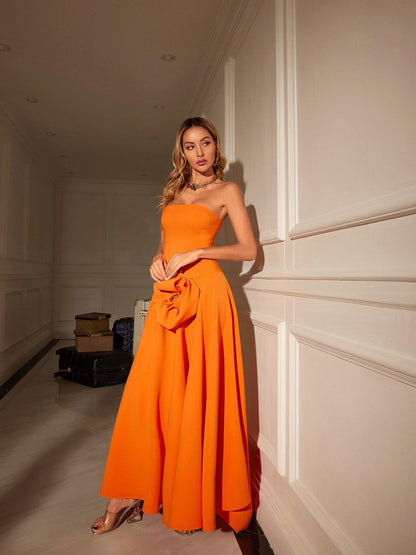 Mariano Strapless Flower Maxi Dress