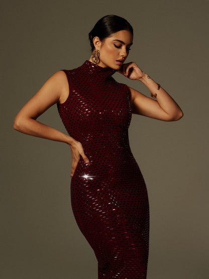 Marius Sleeveless Rhinestone Maxi Dress