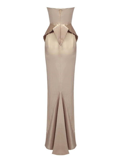 Maxima Strapless Satin Maxi Dress