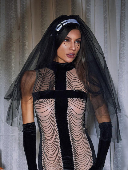 Medea Cross Veil Headband