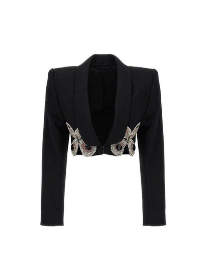 Merrick Butterfly Crystal Embellished Blazer In Black