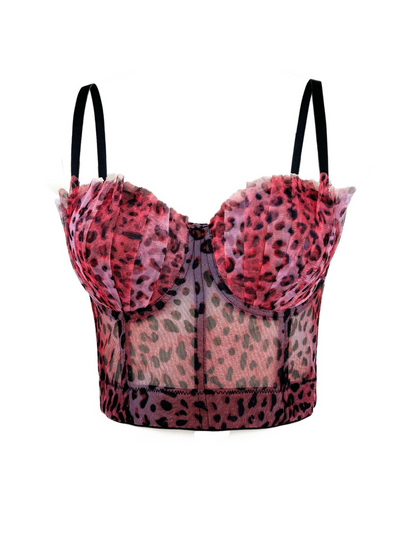 Mitchell Spaghetti Leopard Print Top In Red