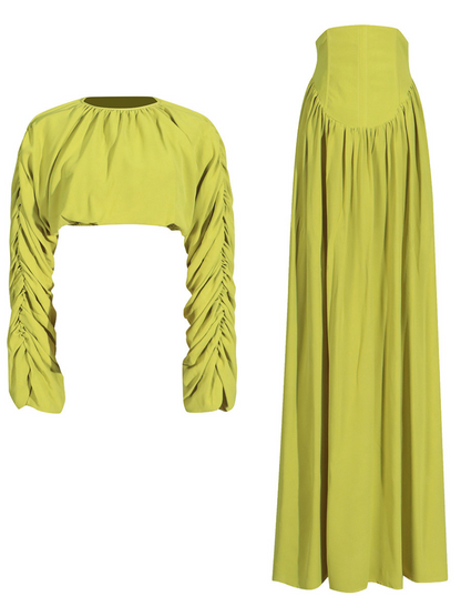 Mokgadi Long Sleeve Ruched Skirt Set