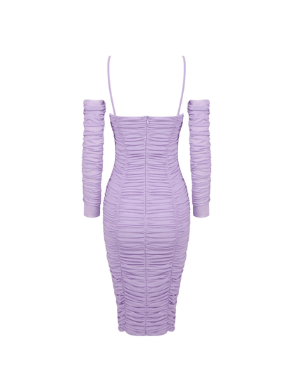 Monga Spaghetti Flower Ruched Midi Dress