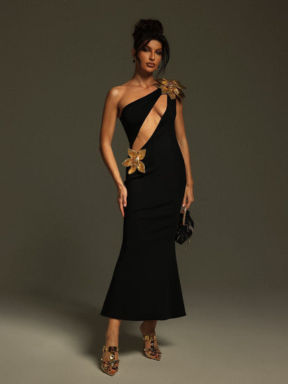 Nadiia Cutout Flower Bandage Midi Dress