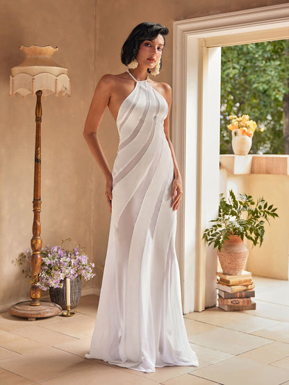 Narwani Halterneck Satin Maxi Dress