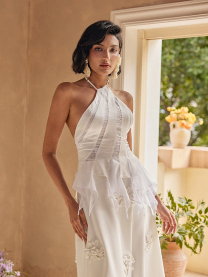 Narwani Halterneck Satin Top