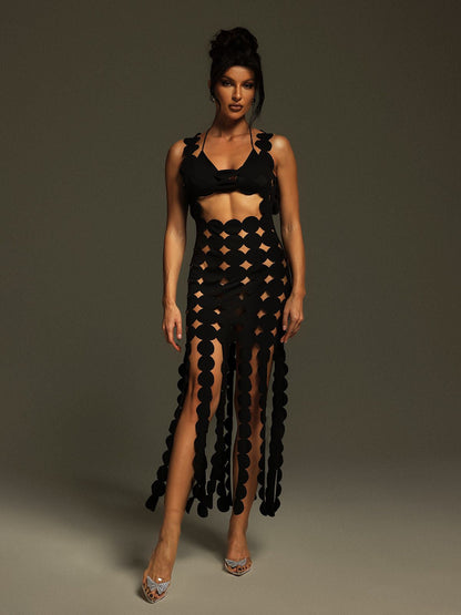 Nyx Circle Cutout Fringe Maxi Dress