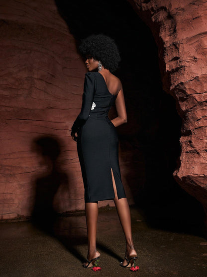 Patsy Flower Pearl Cutout Bandage Dress