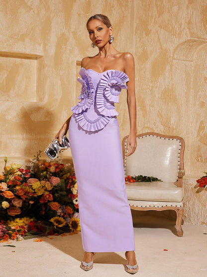 Petulah Strapless Ruched Bandage Maxi Dress