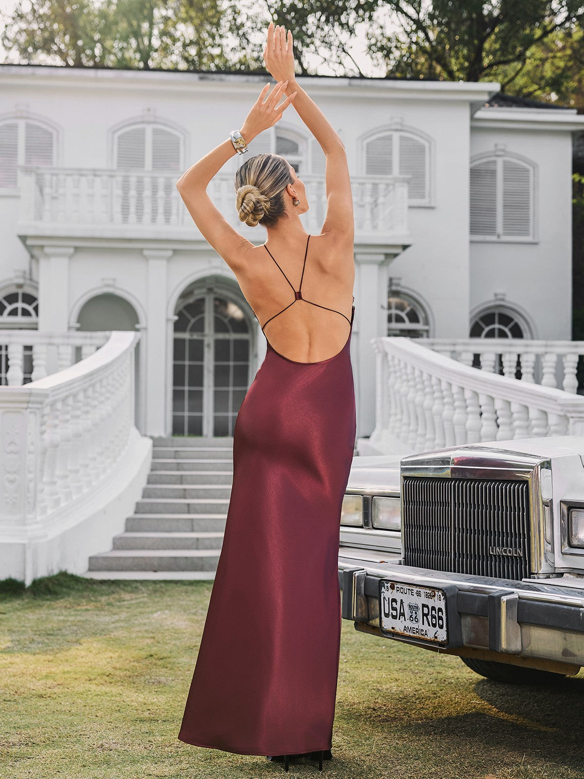 Quivara Halterneck Trimmed Satin Maxi Dress