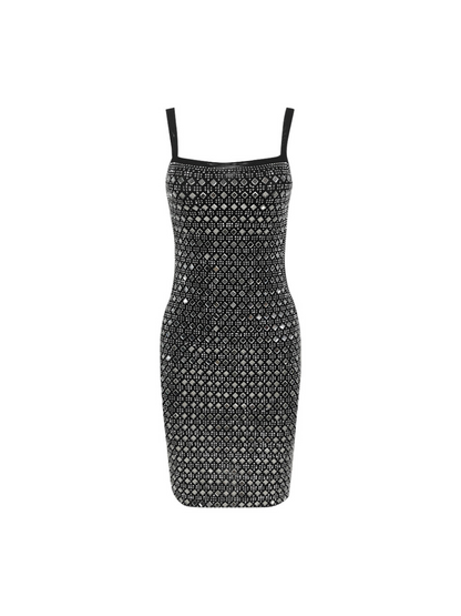Ragiel Spaghetti Crystal Bandage Mini Dress