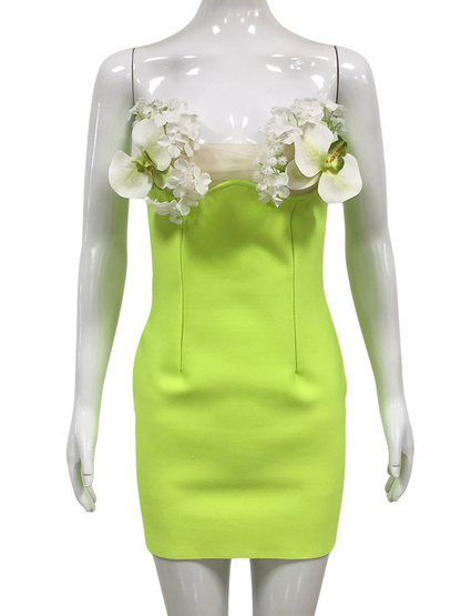 Rajiv Strapless Flower Bandage Mini Dress