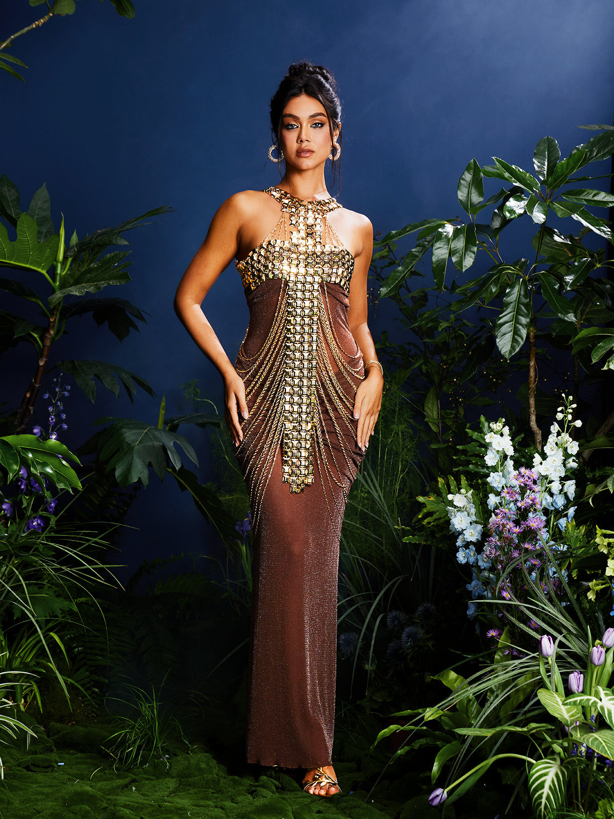 Ramesh Metal Fringe Body Chain Dress