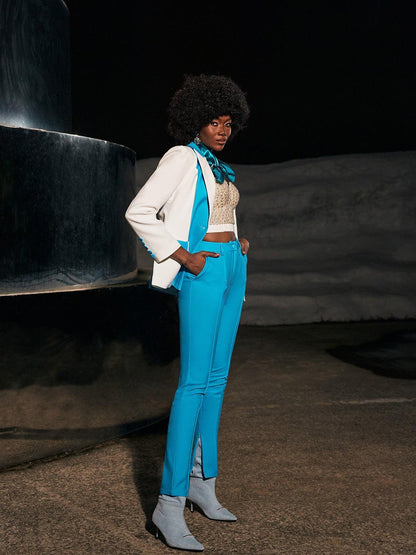 Rita Long Sleeve Blazer Set In Blue