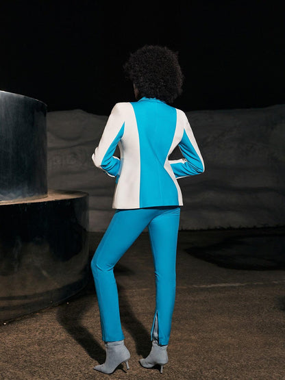 Rita Long Sleeve Blazer Set In Blue