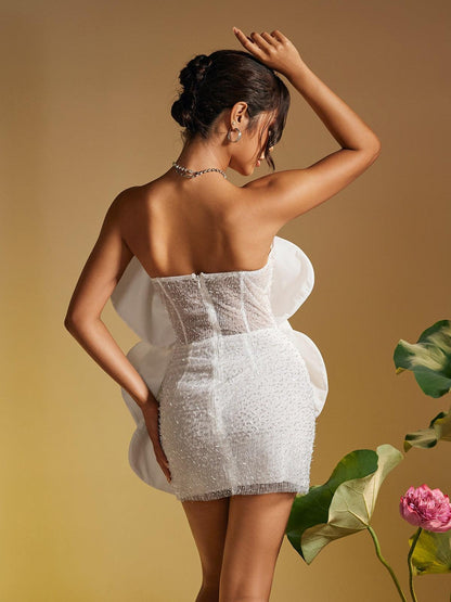 Ruairi Strapless Flower Mini Dress