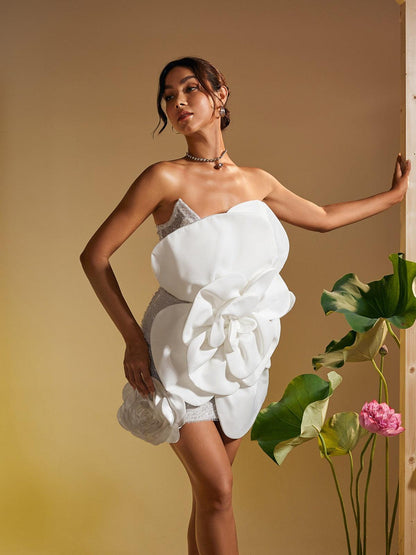 Ruairi Strapless Flower Mini Dress