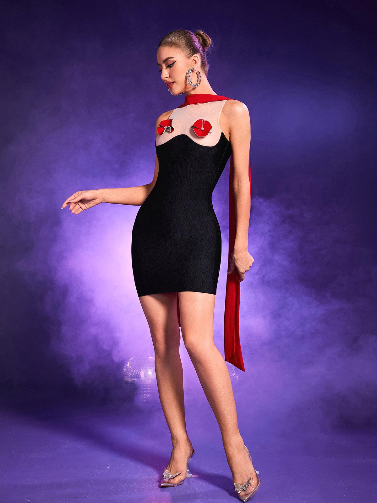 Ryland Mesh Embellished Bandage Dress