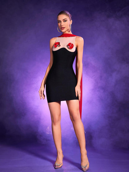 Ryland Mesh Embellished Bandage Dress