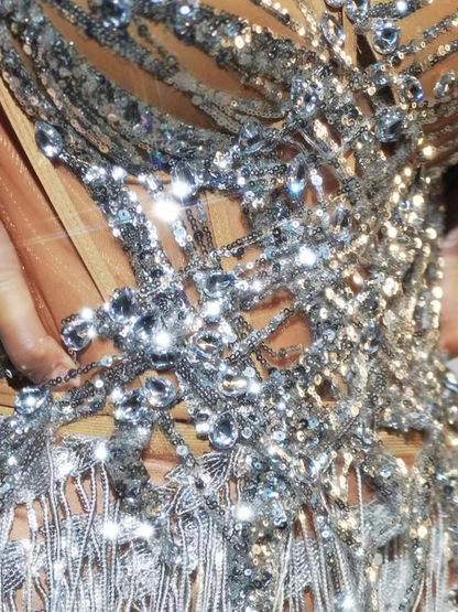 Safiya Strapless Rhinestone Skirt Set