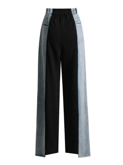 Sagera Patchwork Contrast Color Denim Pants
