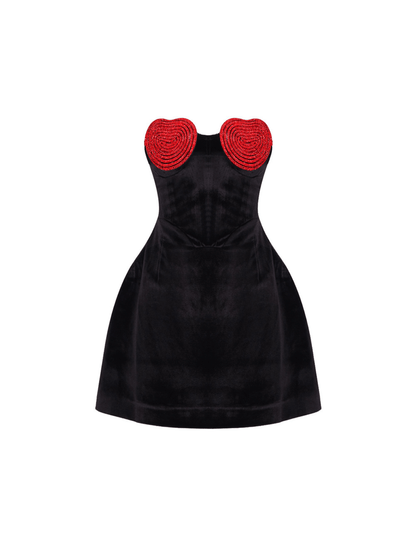 Samdi Heart Crystal Velvet Dress