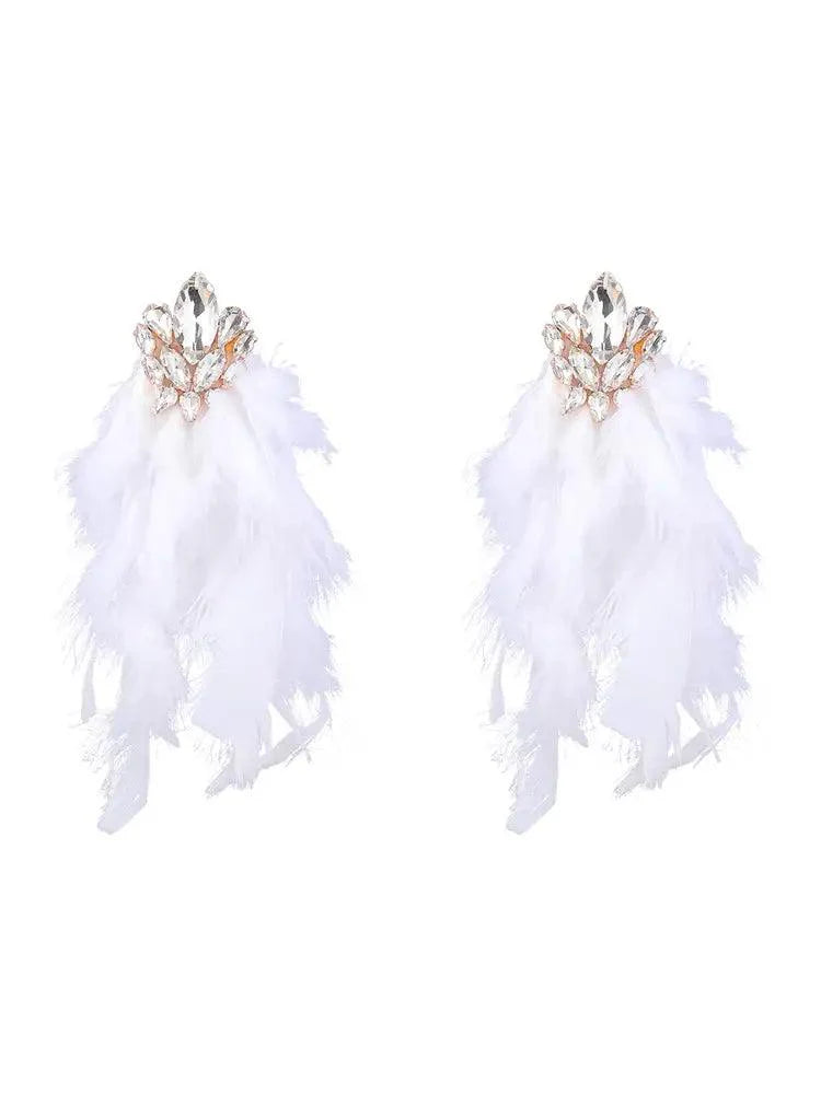 Sayda Rhinestone Feather Earrings