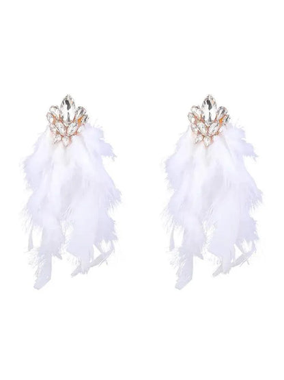 Sayda Rhinestone Feather Earrings