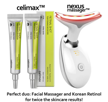 Professional Korean Skincare Combo — 2 Celimax™ Retinol Glow Serums + Facial Massager Nexus™