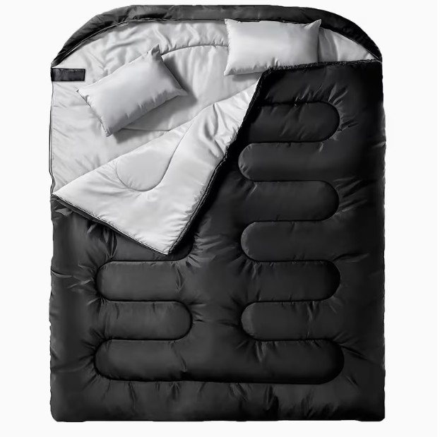Double Sleeping Bag (-5°C) for Cold Weather – Free 2 Pillows & Storage Bag | Free UK Shipping
